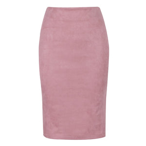 Women's Suede Midi Slim Fit Skirt