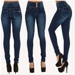 Load image into Gallery viewer, Women&#39;s Buttoned High Waist Skinny Stretch Jeans
