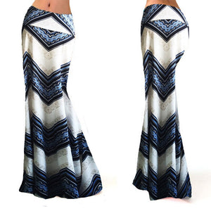 Women's Elastic High-waist Long Pencil Patterned Skirt