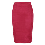 Load image into Gallery viewer, Women&#39;s Suede Midi Slim Fit Skirt
