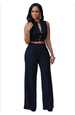 Classy Buttoned V-neck Women's Romper