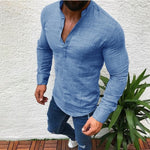 Load image into Gallery viewer, Cool Long Sleeve Slim Fit Tees - Men&#39;s Breathable Linen Shirt
