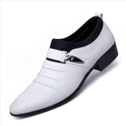 New British Men's Slip On Split Leather Pointed Toe Men Dress Shoes