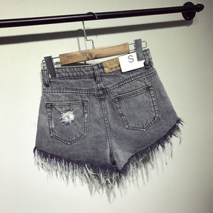 Fur-lined Leg-Opening Jean Shorts - Women's Shorts