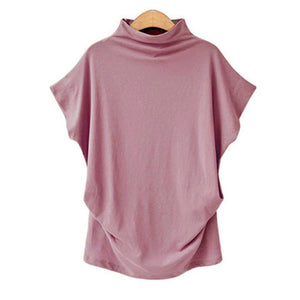 Women's Casual Turtleneck Short Sleeve Shirt