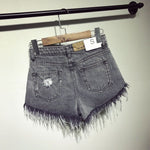 Load image into Gallery viewer, Fur-lined Leg-Opening Jean Shorts - Women&#39;s Shorts
