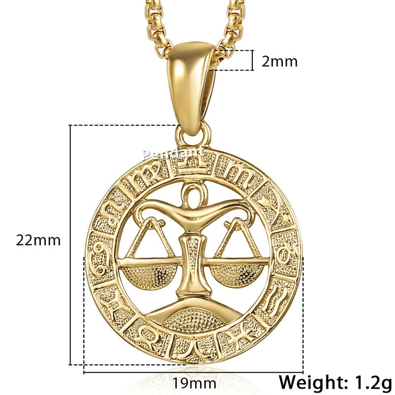 12 Horoscope Zodiac Sign Gold Pendant Necklace - 12 Constellations Jewelry