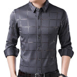 Load image into Gallery viewer, Luxury Plaid Long Sleeve Slim Fit Men&#39;s Shirt
