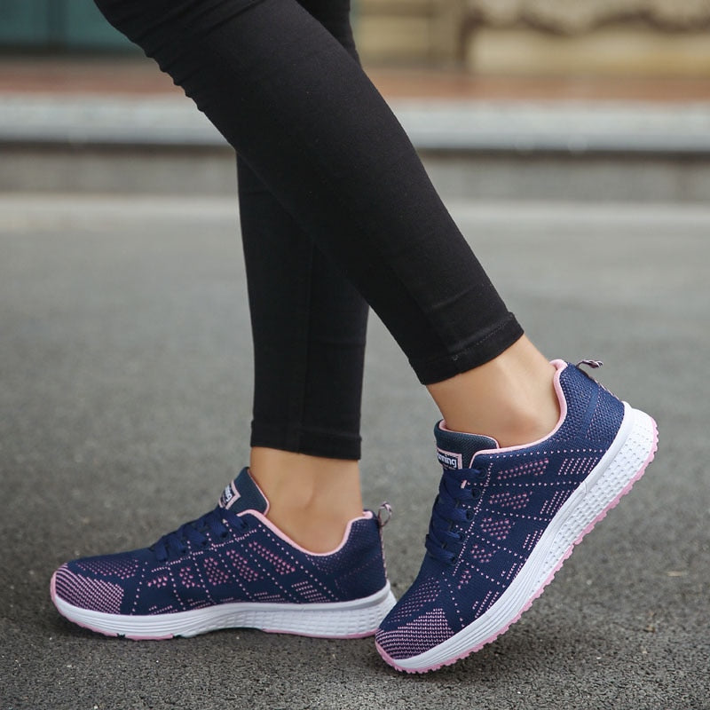 Casual Lace-up Walking Trainers - Women's Sneakers