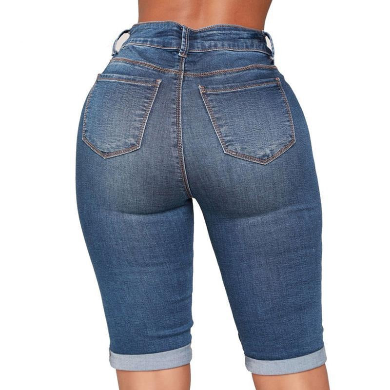 Women's Slim Fit Mid Length Jean Shorts