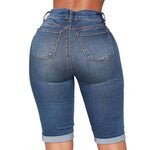 Load image into Gallery viewer, Women&#39;s Slim Fit Mid Length Jean Shorts
