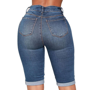 Women's Slim Fit Mid Length Jean Shorts