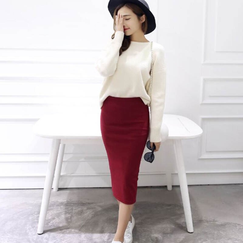 Stretchable Slim-fit Split Skirt - Women's Pencil Skirts