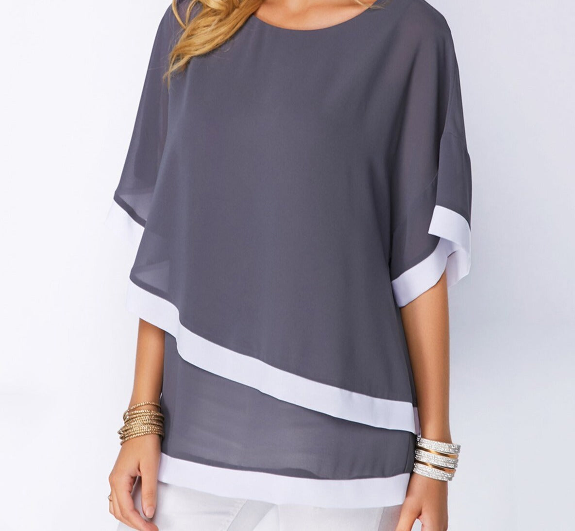 Women's Double Layer Chiffon Blouse