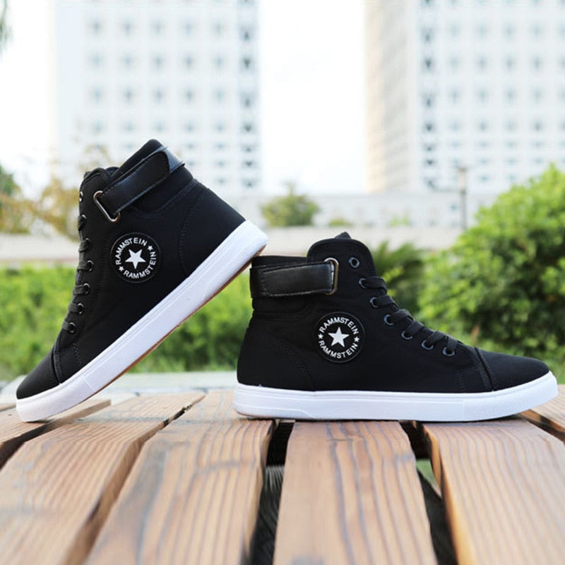 High-top Sneakers - Men's Lace-up Canvas