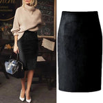 Load image into Gallery viewer, Women&#39;s Suede Midi Slim Fit Skirt
