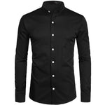 Load image into Gallery viewer, Banded Collar Slim Fit Long Sleeve Shirt for Men
