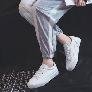 Women's White Flat Lace-up Sneakers