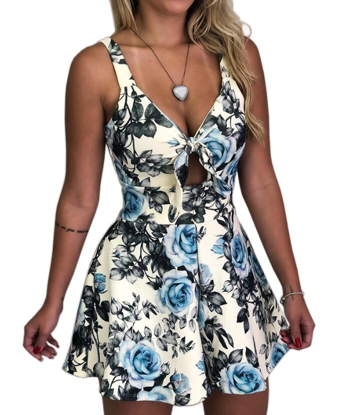 Floral Shoulder Strap Romper for Women