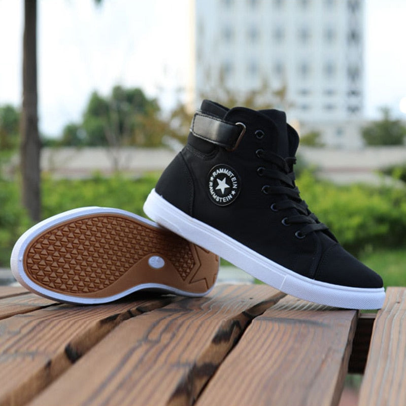 High-top Sneakers - Men's Lace-up Canvas