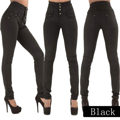 Women's Buttoned High Waist Skinny Stretch Jeans