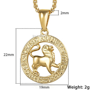 12 Horoscope Zodiac Sign Gold Pendant Necklace - 12 Constellations Jewelry