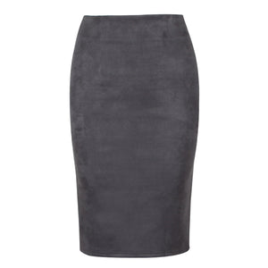 Women's Suede Midi Slim Fit Skirt