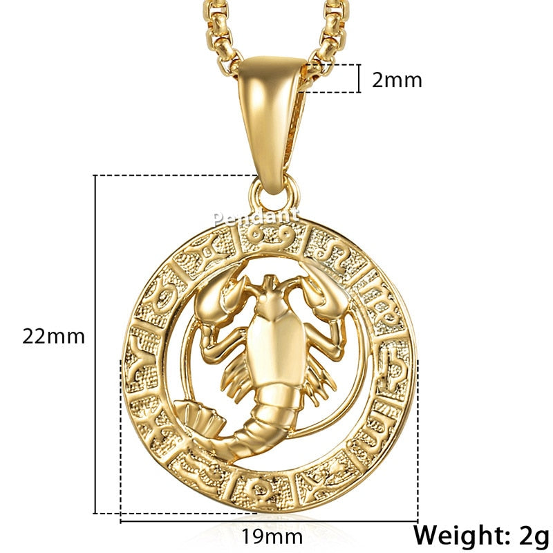 12 Horoscope Zodiac Sign Gold Pendant Necklace - 12 Constellations Jewelry