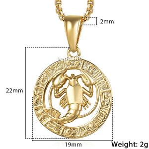 12 Horoscope Zodiac Sign Gold Pendant Necklace - 12 Constellations Jewelry