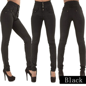 Women's Buttoned High Waist Skinny Stretch Jeans