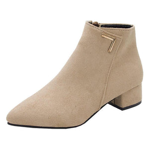 Low Heel Women Suede and Leather Boot