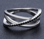 Load image into Gallery viewer, Sterling Silver Fine Jewelry -  Row Black Spinel Ring for Women
