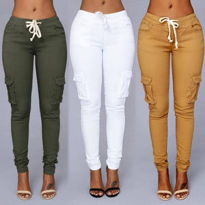 Sexy Elastic Waist Women Cargo Joggers