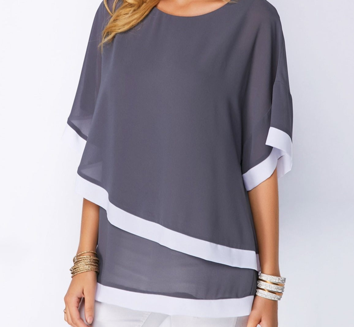 Women's Double Layer Chiffon Blouse