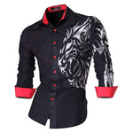 Load image into Gallery viewer, Lion Print &amp; Pleated Slim Fit Men&#39;s Shirt
