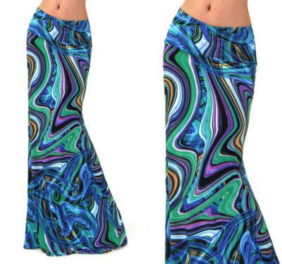 Women's Elastic High-waist Long Pencil Patterned Skirt