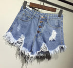 Load image into Gallery viewer, Fur-lined Leg-Opening Jean Shorts - Women&#39;s Shorts
