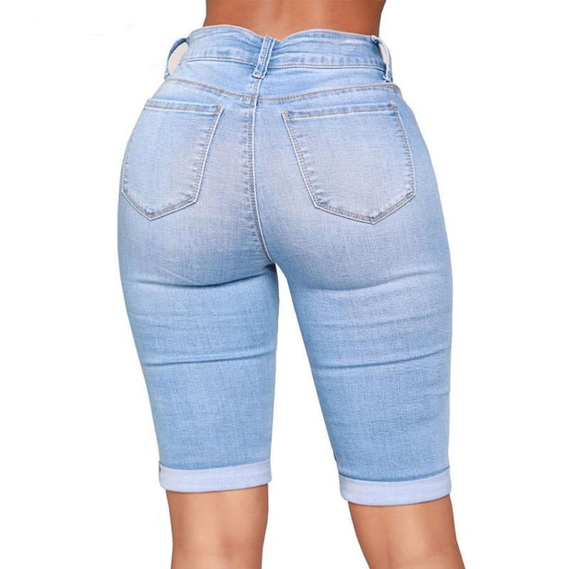 Women's Slim Fit Mid Length Jean Shorts