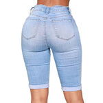 Load image into Gallery viewer, Women&#39;s Slim Fit Mid Length Jean Shorts
