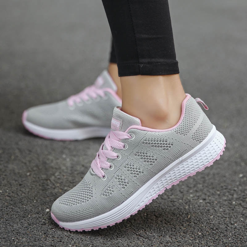 Casual Lace-up Walking Trainers - Women's Sneakers