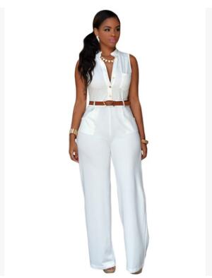 Classy Buttoned V-neck Women's Romper