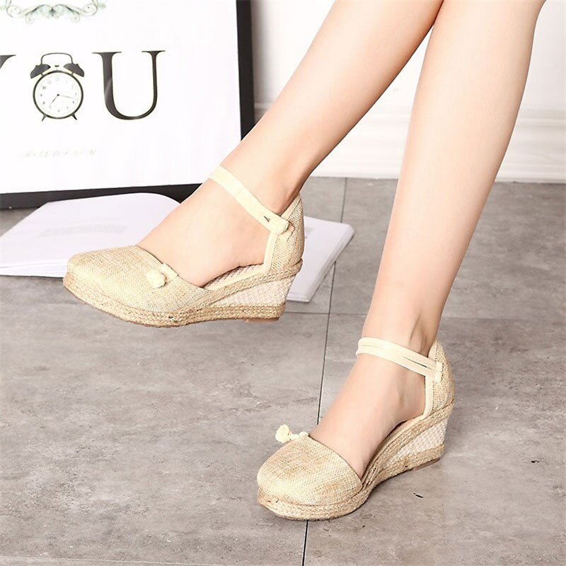 Fashionable Casual Linen Canvas Wedge