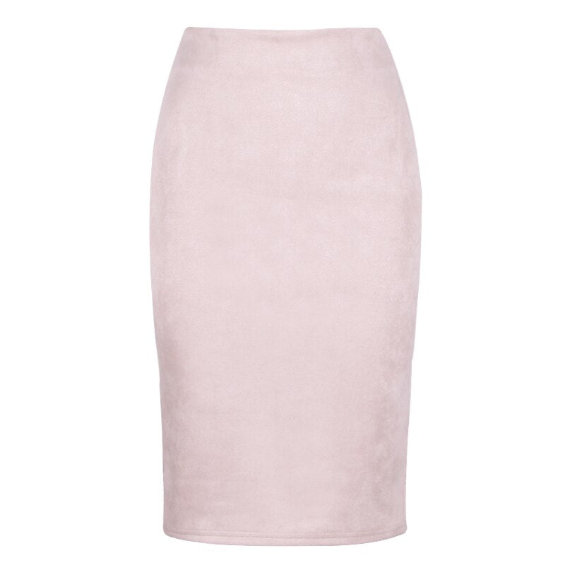 Women's Suede Midi Slim Fit Skirt