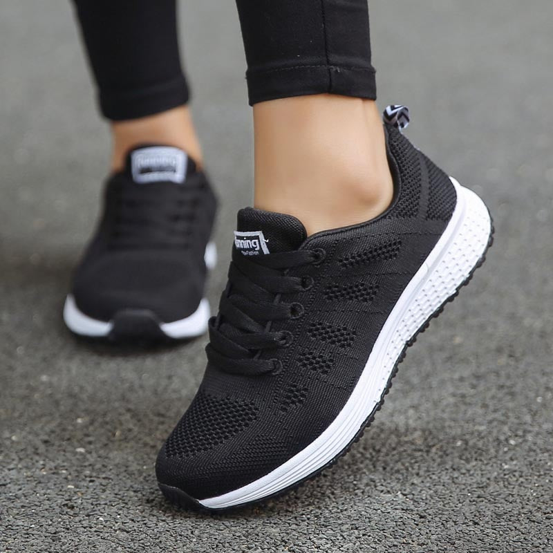 Casual Lace-up Walking Trainers - Women's Sneakers