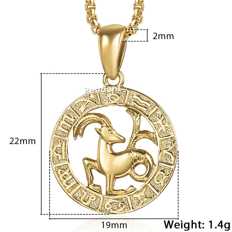 12 Horoscope Zodiac Sign Gold Pendant Necklace - 12 Constellations Jewelry