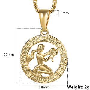 12 Horoscope Zodiac Sign Gold Pendant Necklace - 12 Constellations Jewelry