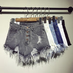 Load image into Gallery viewer, Fur-lined Leg-Opening Jean Shorts - Women&#39;s Shorts
