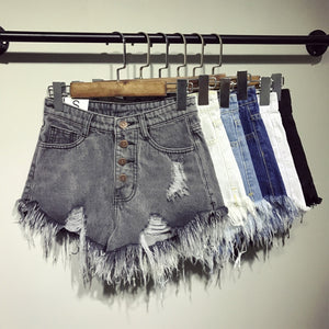 Fur-lined Leg-Opening Jean Shorts - Women's Shorts