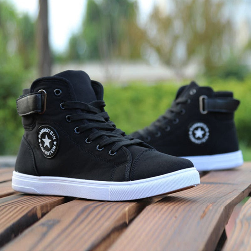 High-top Sneakers - Men's Lace-up Canvas