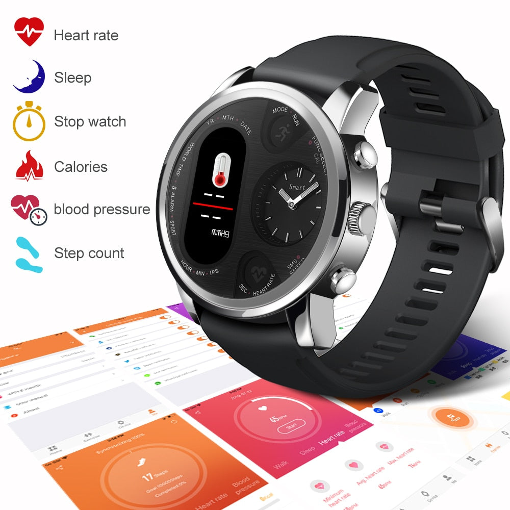 Dual Display Smart Watch Men IP68 Waterproof for Android and iOS